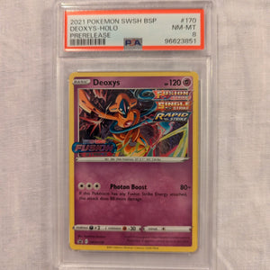 2021 Pokemon SWSH BSP Deoxys HOLO Prerelease PSA 8 FRENLY BRICKS - Open 7 Days