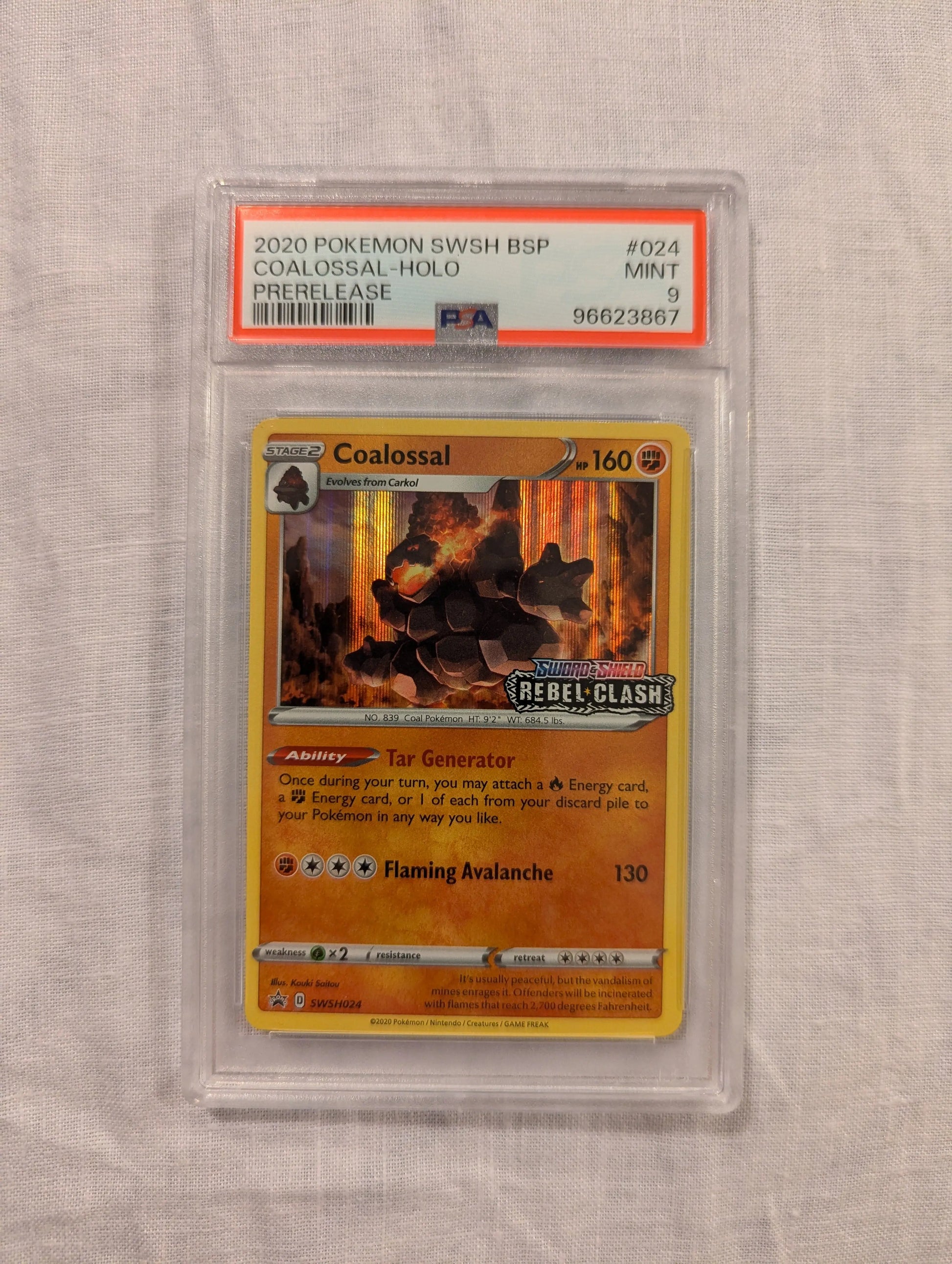 2020 Pokemon COALOSSAL Prerelease HOLO #24 PSA 9 FRENLY BRICKS - Open 7 Days