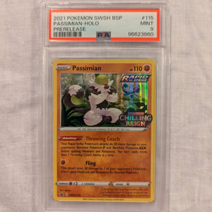 2021 Pokemon SWSH Passiman HOLO pre-release #115 PSA 9 FRENLY BRICKS - Open 7 Days