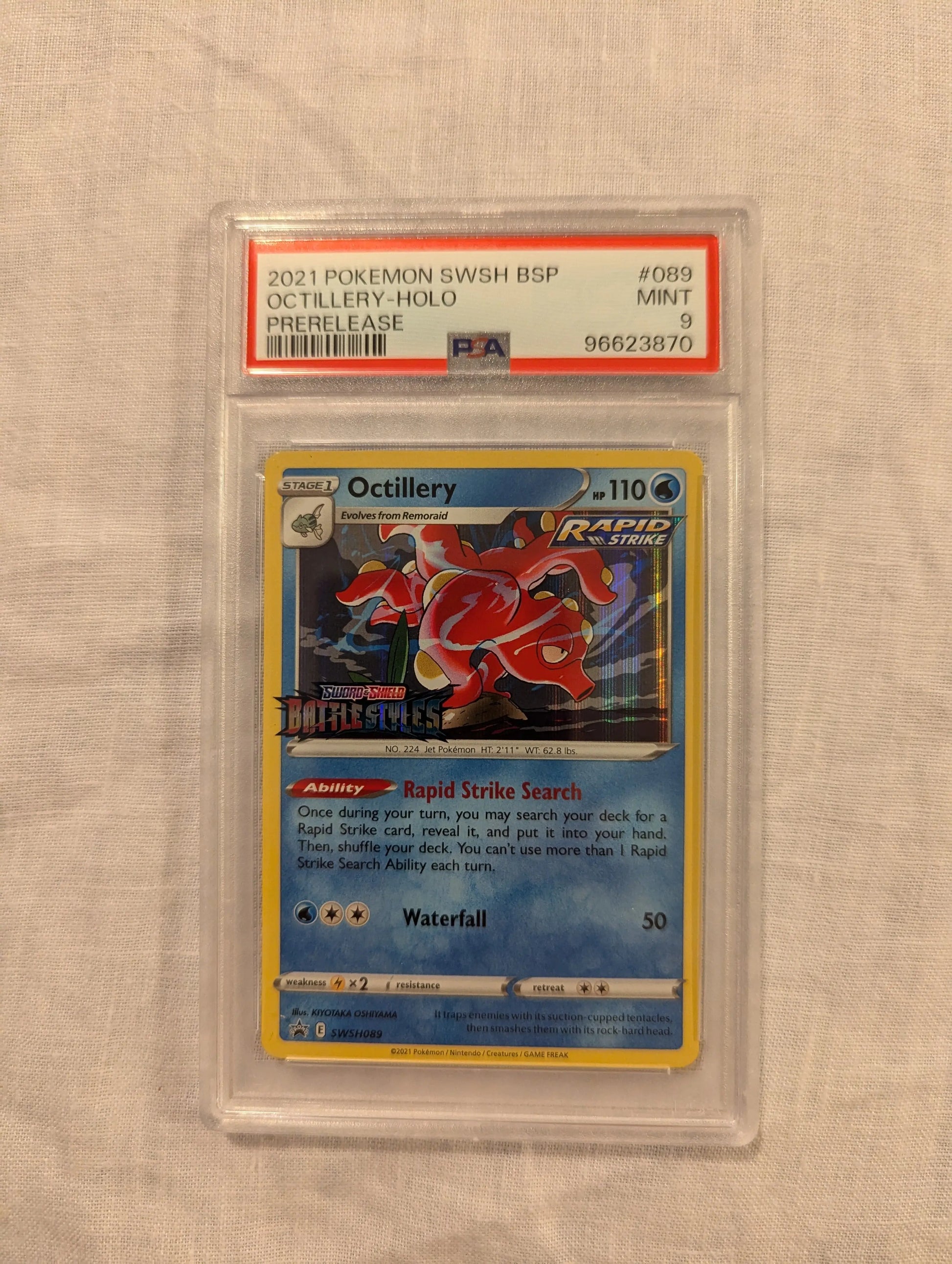 2021 Pokemon SWSH Octillery HOLO Prerelease #89 PSA 9 FRENLY BRICKS - Open 7 Days