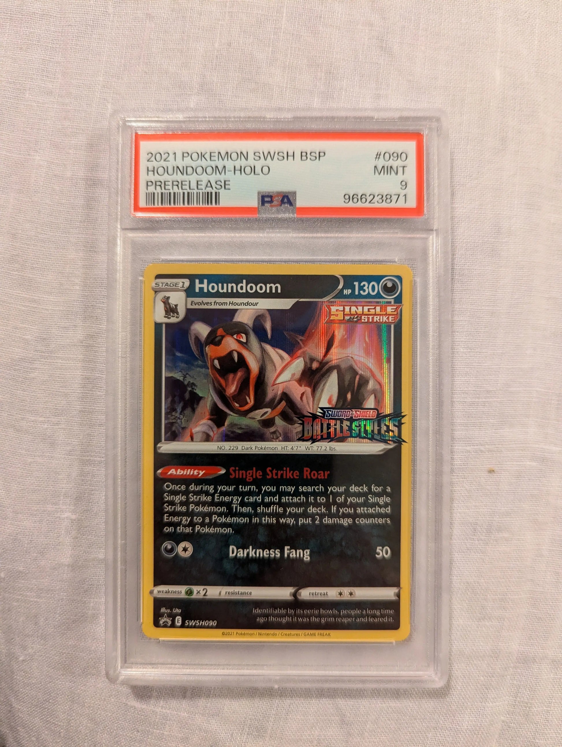 2021 Pokemon Houndoom HOLO #90 Prerelease PSA 9 FRENLY BRICKS - Open 7 Days