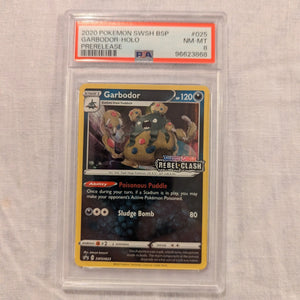 2020 Pokemon Garbador HOLO #25 Prerelease PSA 8 FRENLY BRICKS - Open 7 Days