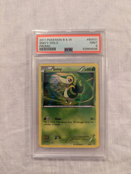 2011 Pokemon black and white SNIVY HOLO #BW01 PROMO PSA 9 FRENLY BRICKS - Open 7 Days