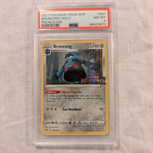 2021 Pokemon BRONZONG HOLO Prerelease #91 PSA 8 FRENLY BRICKS - Open 7 Days