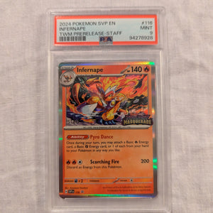 2024 Pokemon #116 Infernape PRERELEASE staff PSA 9 FRENLY BRICKS - Open 7 Days