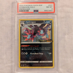 2020 Pokemon Hydreigon HOLO #37 Prerelease PSA 8 FRENLY BRICKS - Open 7 Days