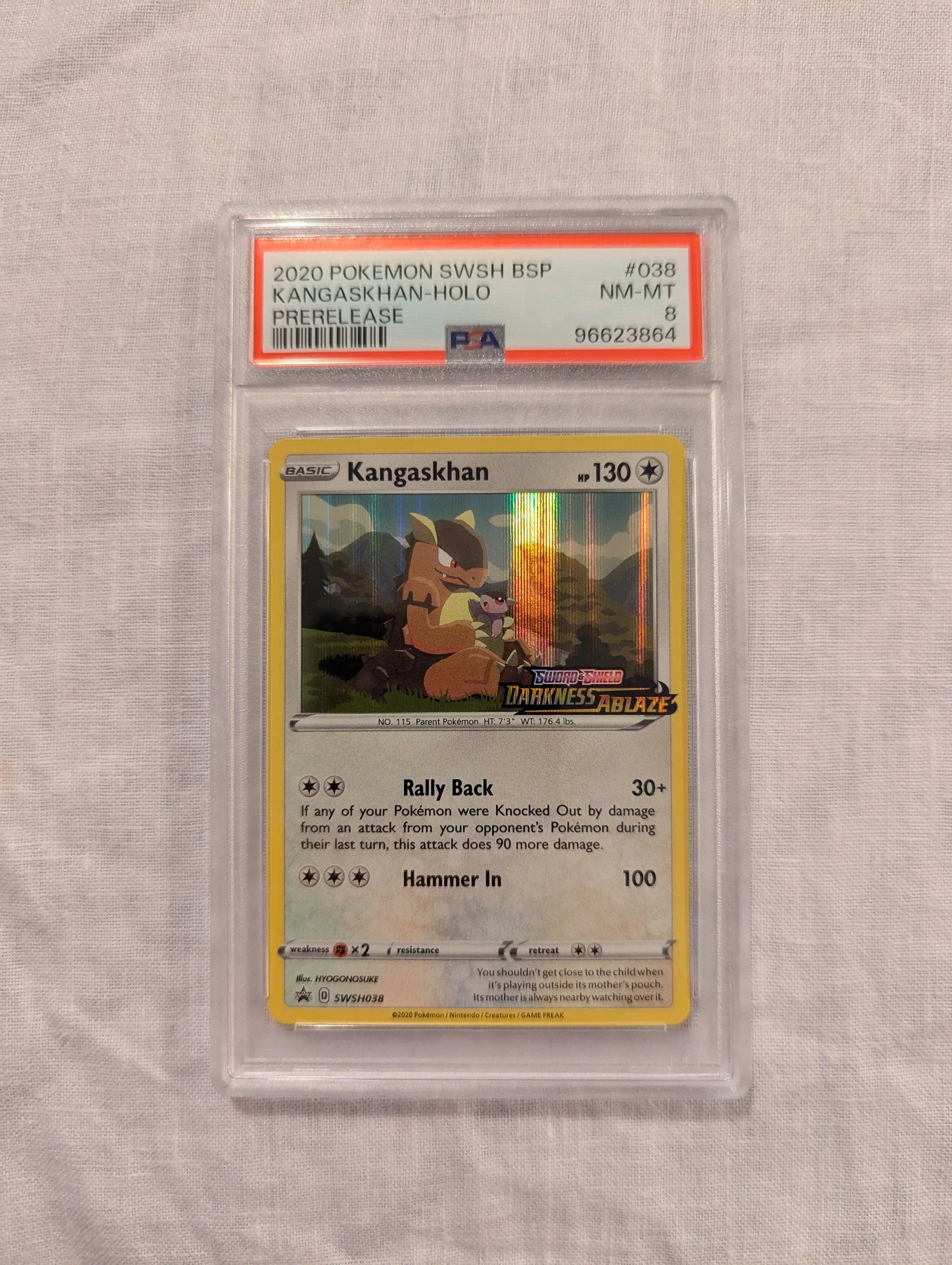 2020 Pokemon Kangaskhan HOLO #38 Prerelease PSA 8 FRENLY BRICKS - Open 7 Days