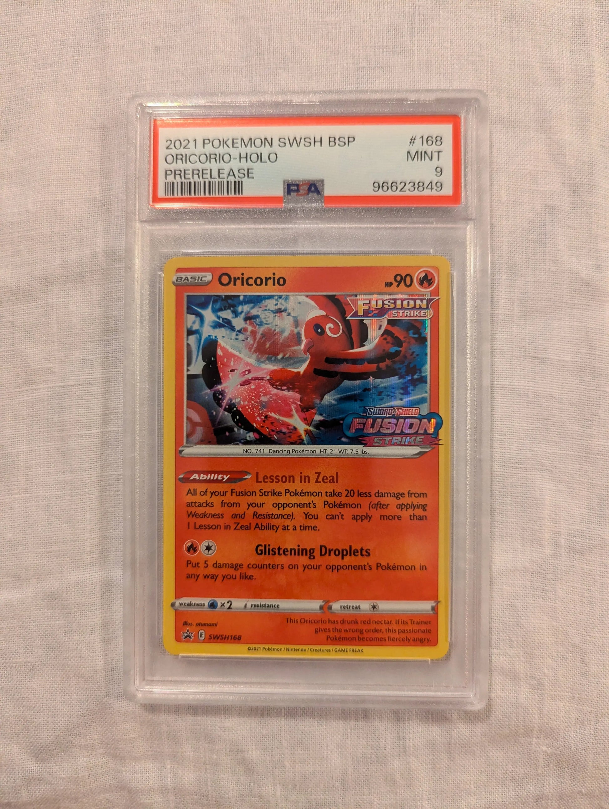 2021 Pokemon Oricorio #168 Prerelease PROMO PSA 9 FRENLY BRICKS - Open 7 Days