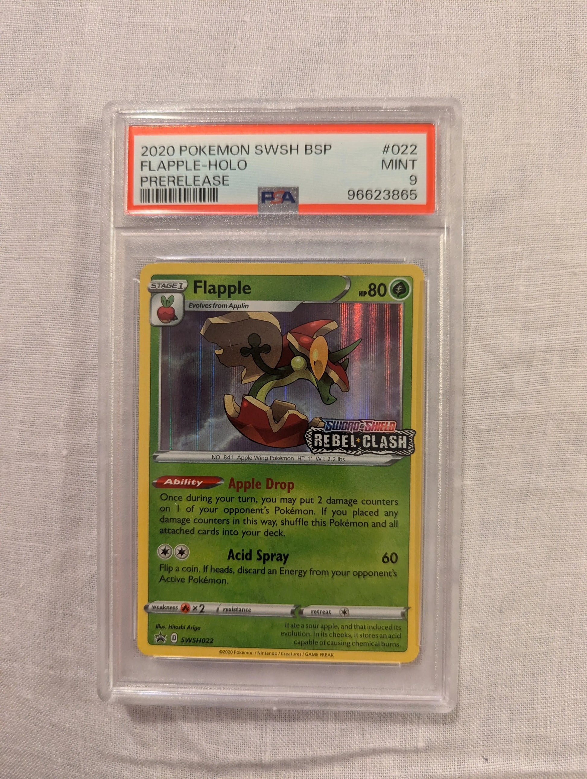 2020 Pokemon #22 Flapple HOLO Prerelease PSA 9 FRENLY BRICKS - Open 7 Days