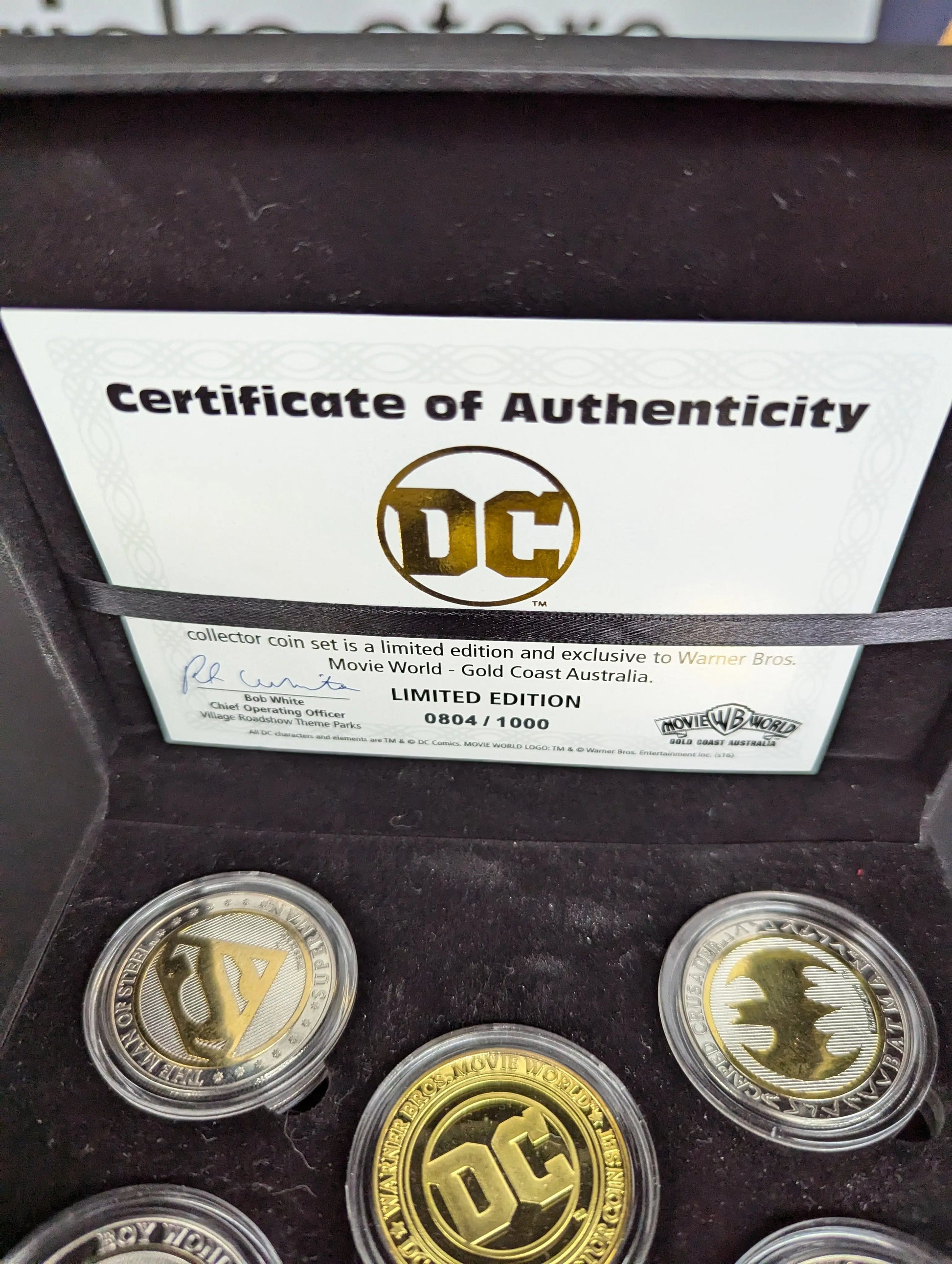 DC Super-Villains Collector Coin Set Movie World 0804/1000 FRENLY BRICKS - Open 7 Days