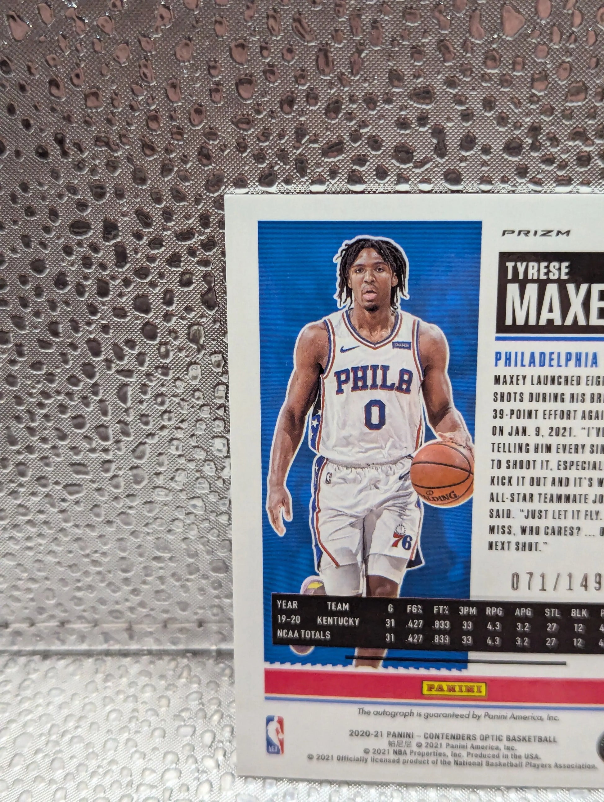 2020-21 Panini Optic Contenders TYRESE MAXEY /149 Auto Signed on card FRENLY BRICKS - Open 7 Days