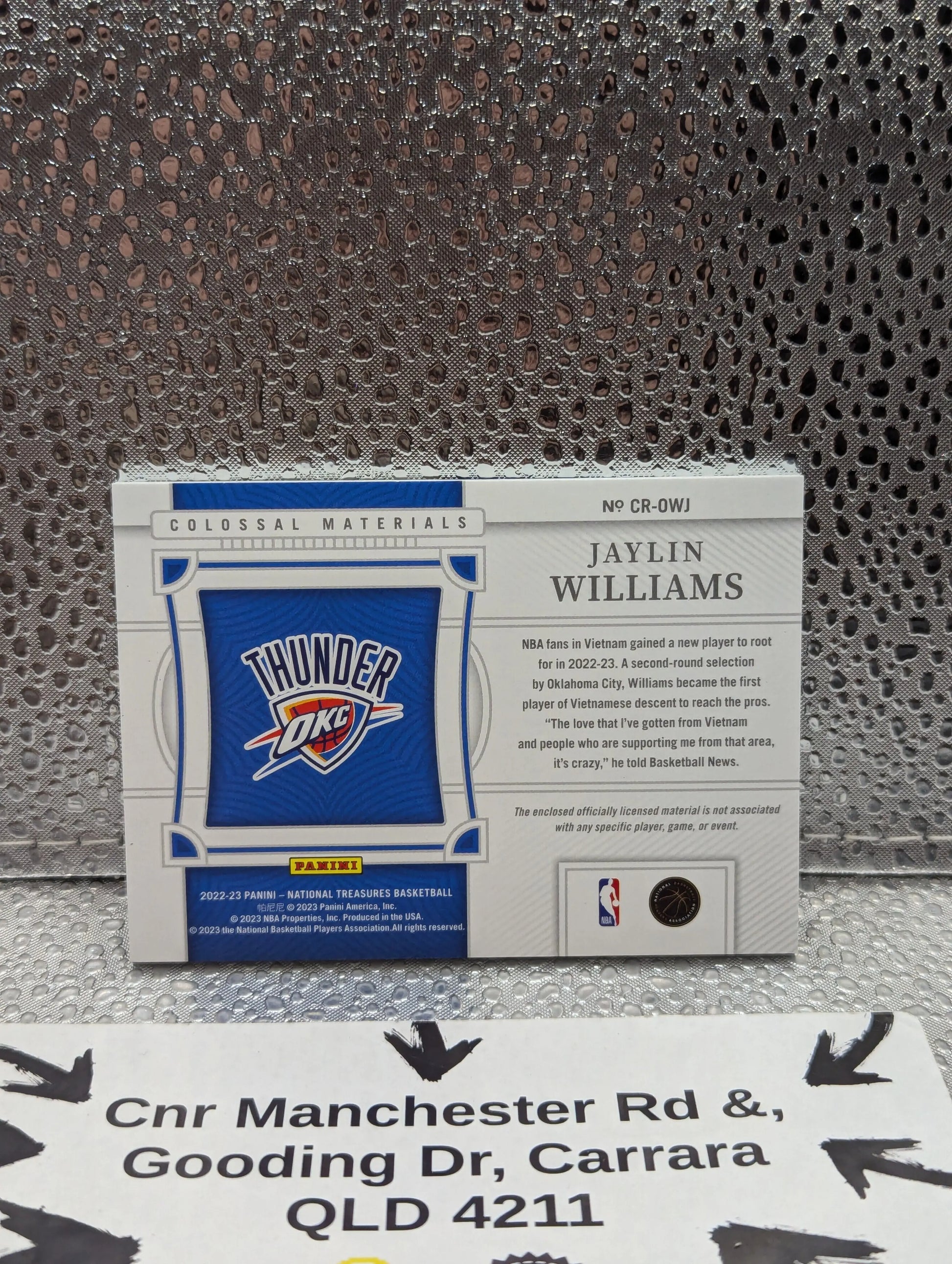 2022-23 Panini NATIONAL TREASURES Jaylin Williams /25 Patch COLOSSAL FRENLY BRICKS - Open 7 Days