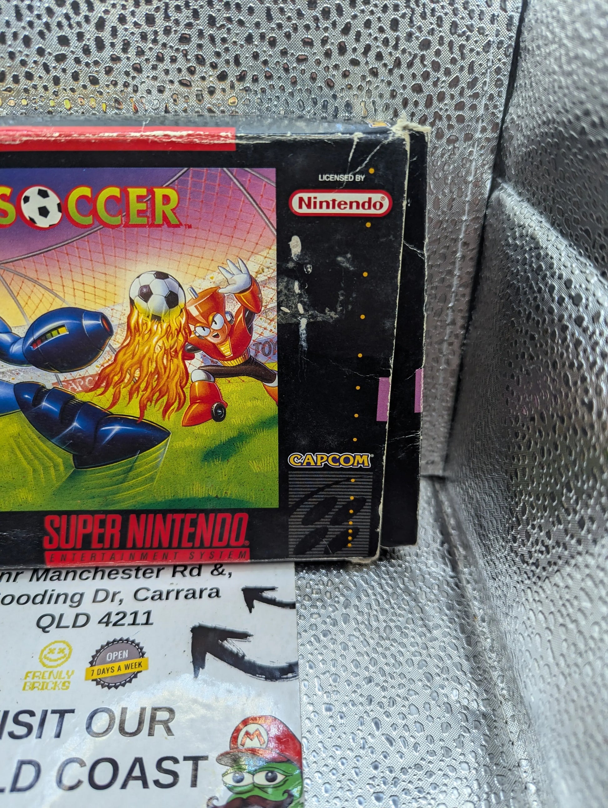 Mega Man Soccer, (SNES) Box and Paper Sheet FRENLY BRICKS - Open 7 Days