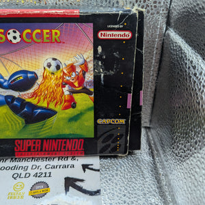 Mega Man Soccer, (SNES) Box and Paper Sheet FRENLY BRICKS - Open 7 Days