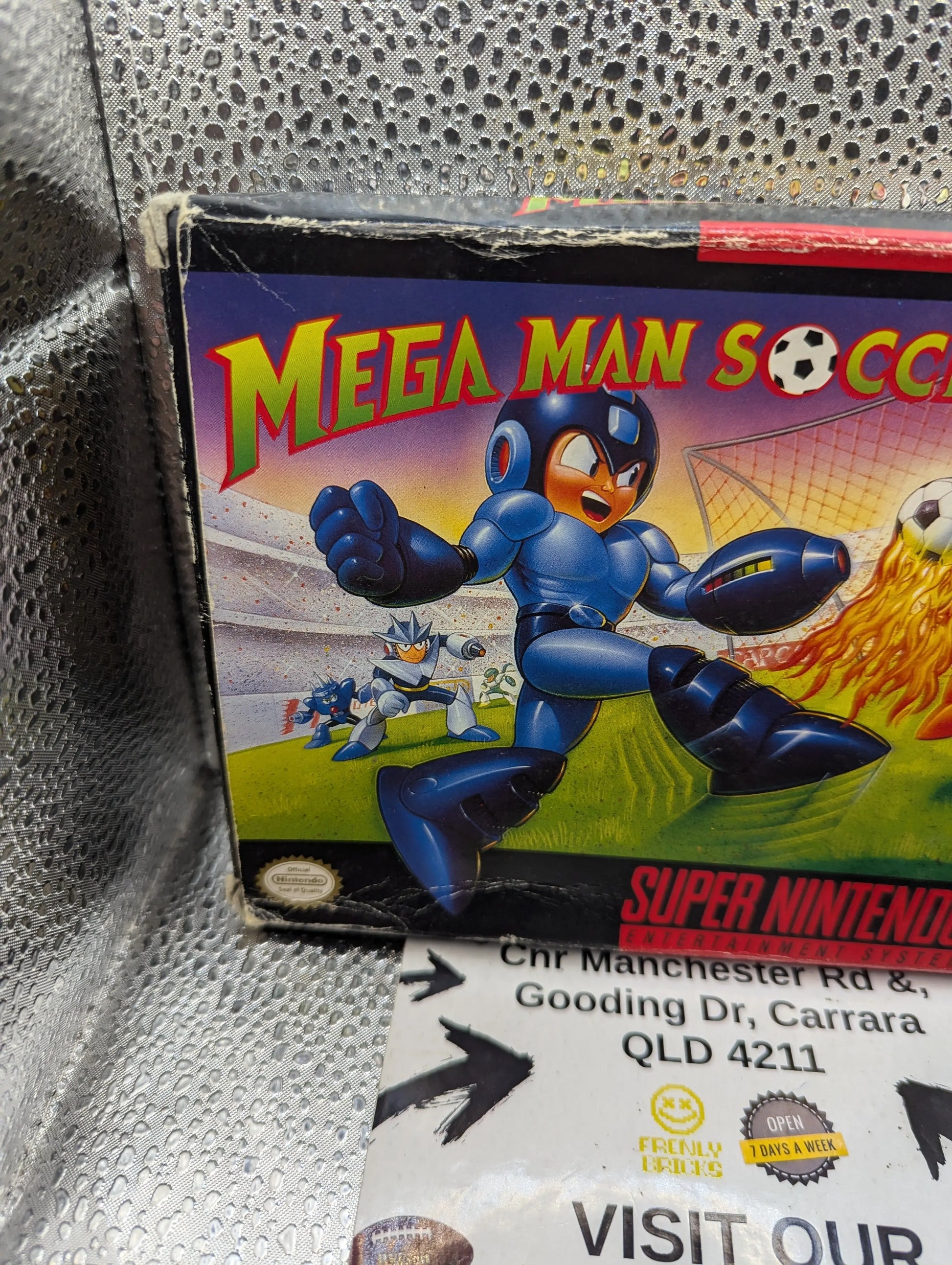 Mega Man Soccer, (SNES) Box and Paper Sheet FRENLY BRICKS - Open 7 Days