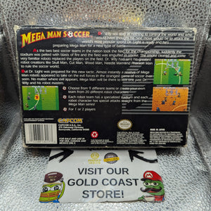 Mega Man Soccer, (SNES) Box and Paper Sheet FRENLY BRICKS - Open 7 Days