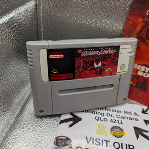 Spider-man & Venom - Maximum Carnage - SNES Super Nintendo - EURO FRENCH - Cart and Instruction FRENLY BRICKS - Open 7 Days