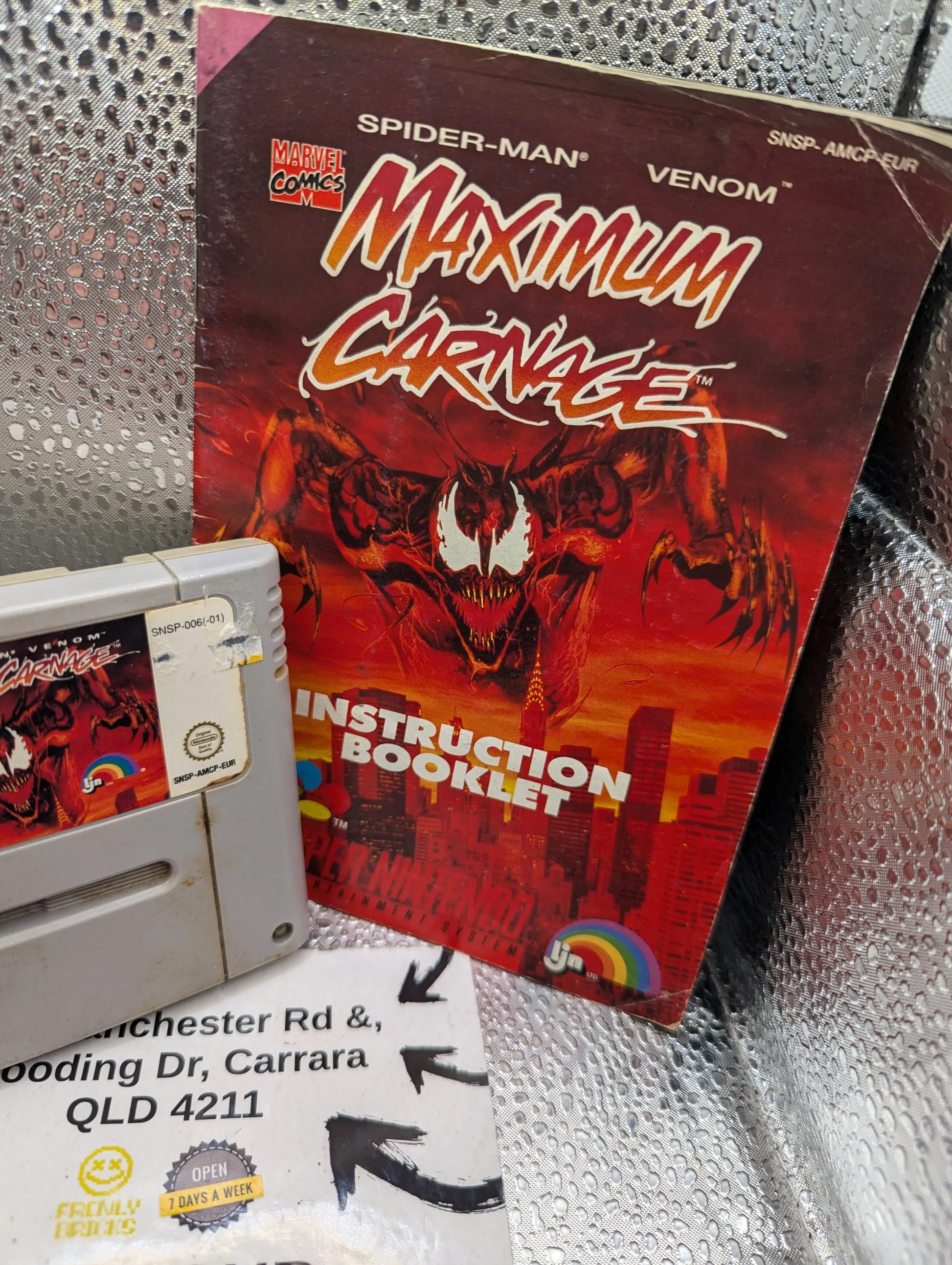 Spider-man & Venom - Maximum Carnage - SNES Super Nintendo - EURO FRENCH - Cart and Instruction FRENLY BRICKS - Open 7 Days