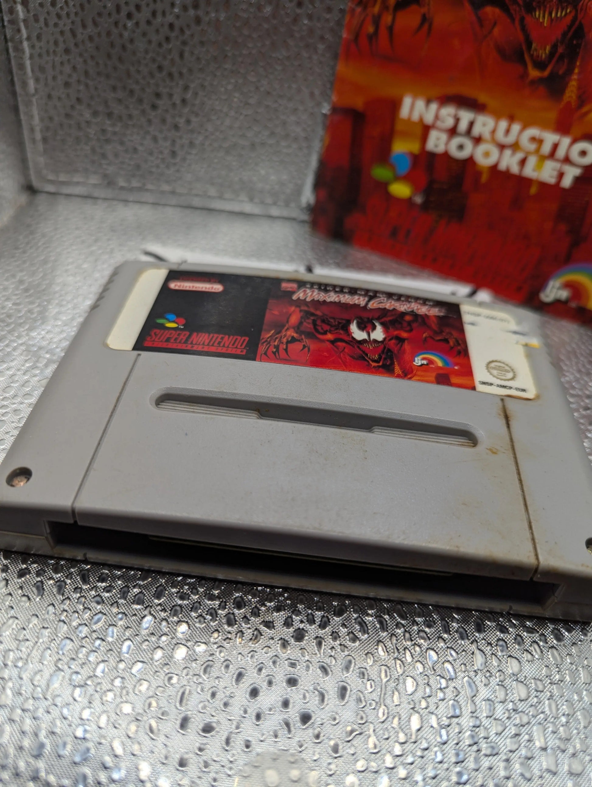 Spider-man & Venom - Maximum Carnage - SNES Super Nintendo - EURO FRENCH - Cart and Instruction FRENLY BRICKS - Open 7 Days