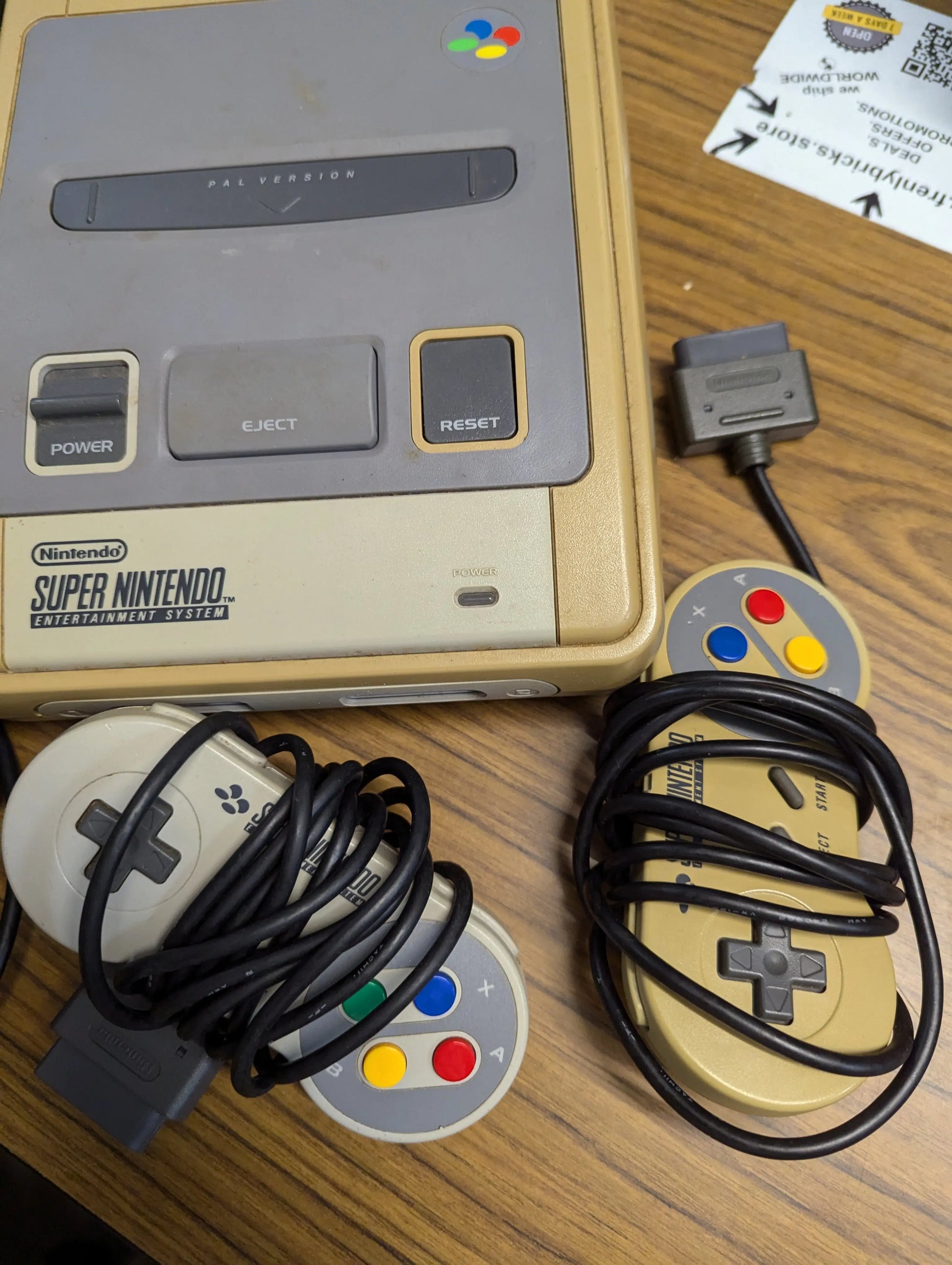 Nintendo SNES Console -PAL with Cords -  Super Mario All Stars Super Mario World + controller x2 FRENLY BRICKS - Open 7 Days