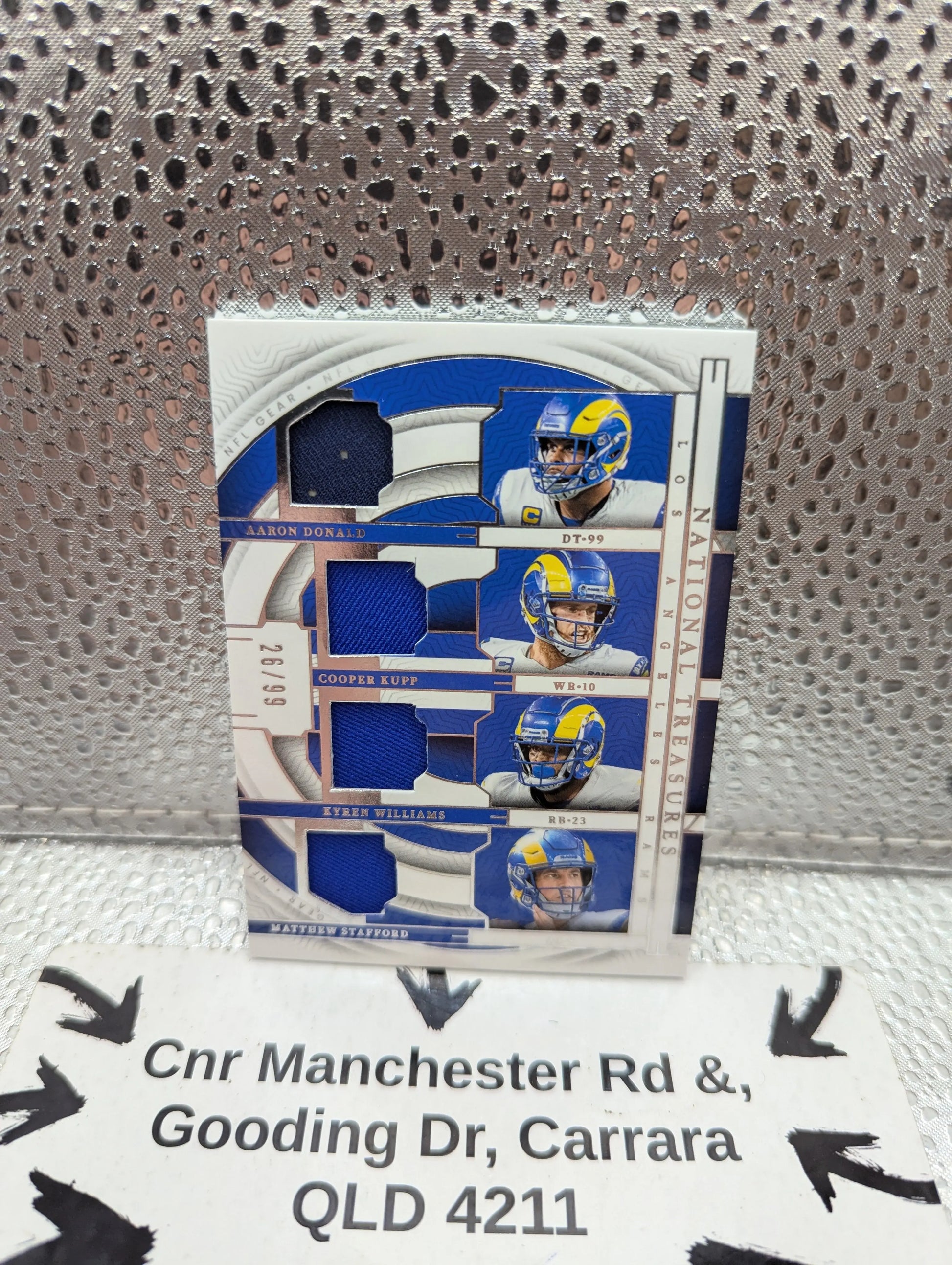 2023 National Treasures NFL Quad Patch AARON DONALD COOPER KUPP KYREN WILLIAMS MATHEW STAFFORD /99 FRENLY BRICKS - Open 7 Days