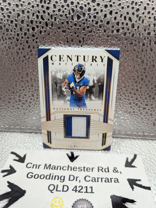 2023 Panini National Treasures MICHAEL PITTMAN JR. Century Material /49 Patch FRENLY BRICKS - Open 7 Days