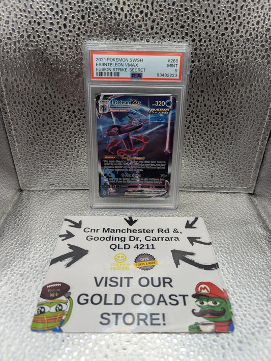 2021 Pokemon SWSH Inteleon VMAX #266 Fusion Strike PSA 9 FRENLY BRICKS - Open 7 Days