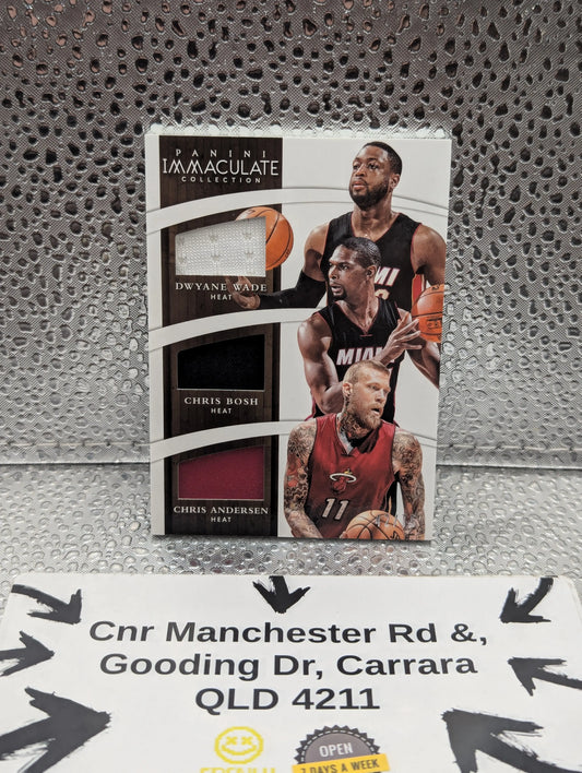 2014-15 Panini Immaculate 3 Patch Miami Dwayne Wade Chris Bosh Chris Andersen T-MIA /75 FRENLY BRICKS - Open 7 Days