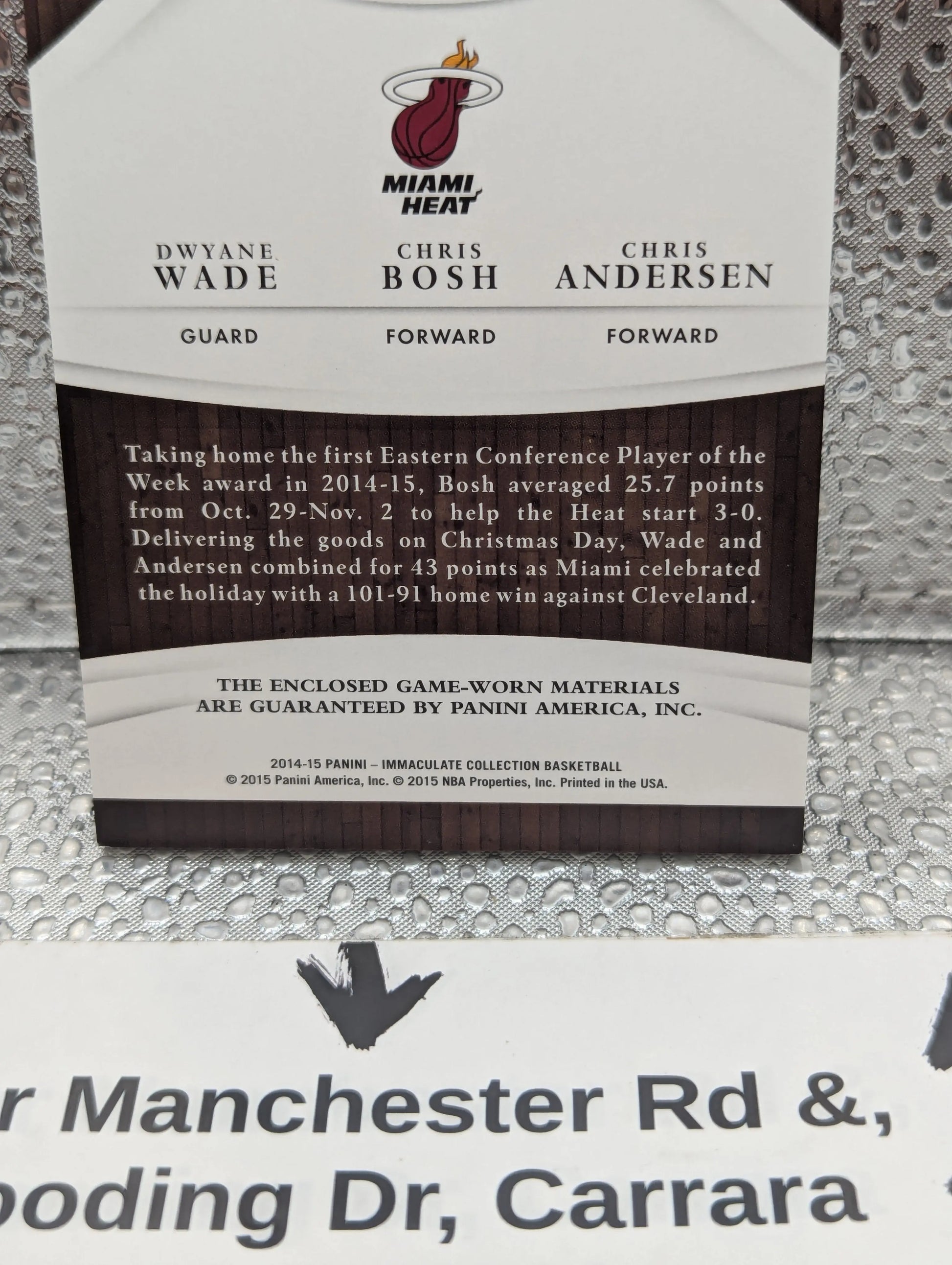 2014-15 Panini Immaculate 3 Patch Miami Dwayne Wade Chris Bosh Chris Andersen T-MIA /75 FRENLY BRICKS - Open 7 Days