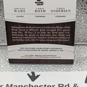 2014-15 Panini Immaculate 3 Patch Miami Dwayne Wade Chris Bosh Chris Andersen T-MIA /75 FRENLY BRICKS - Open 7 Days