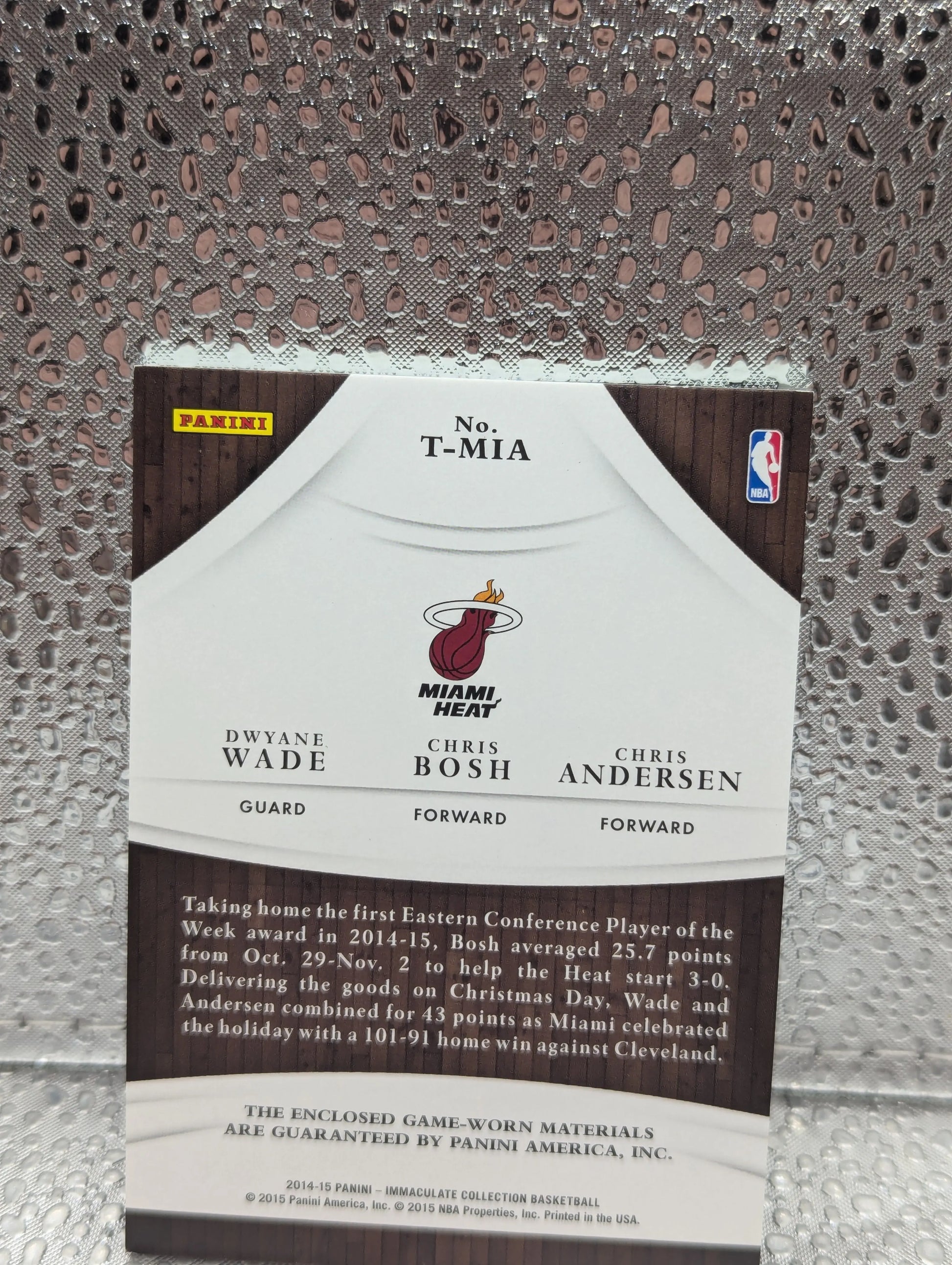 2014-15 Panini Immaculate 3 Patch Miami Dwayne Wade Chris Bosh Chris Andersen T-MIA /75 FRENLY BRICKS - Open 7 Days