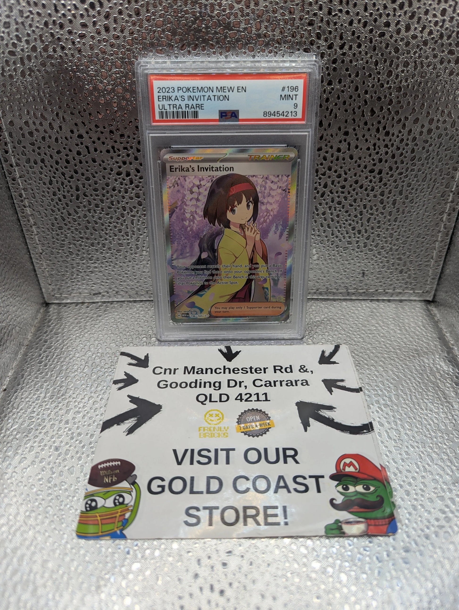 Erika's Invitation 2023 Pokemon Mew 151 Trainer Ultra Rare 196/165 PSA 9 FRENLY BRICKS - Open 7 Days