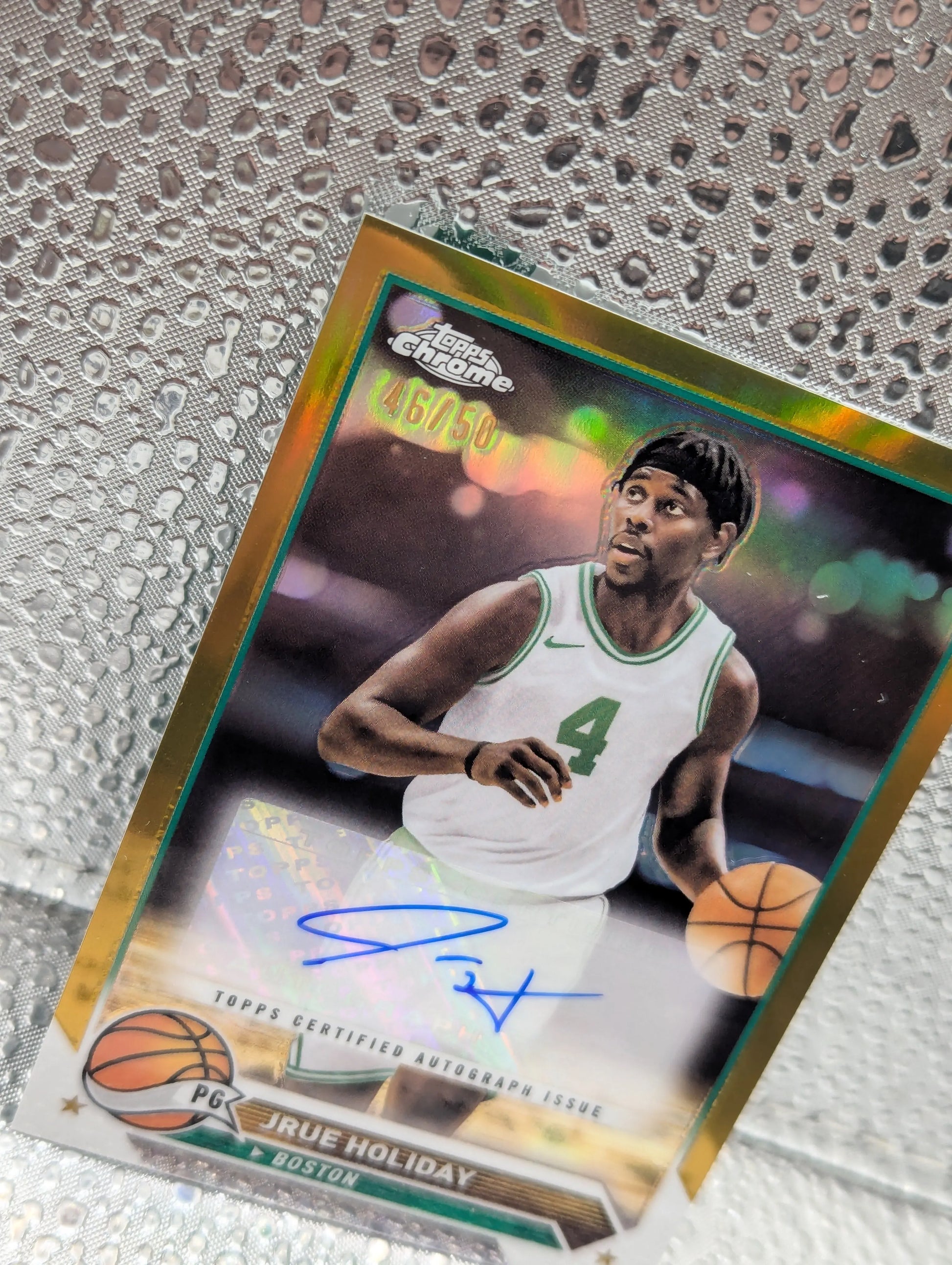 2023-24 Topps Chrome Basketball Jrue Holiday Gold Refractor Auto /50 Celtics FRENLY BRICKS - Open 7 Days