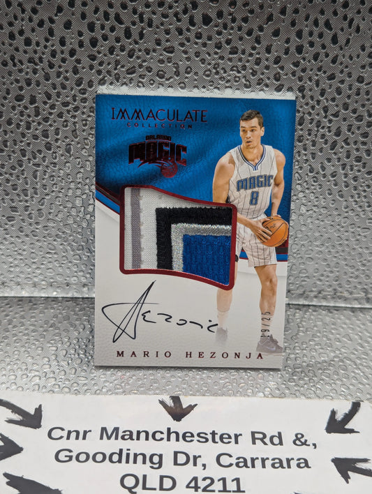 MARIO HEZONJA 2016-17 IMMACULATE PREMIUM 4 COLOR PATCH ON CARD AUTO #D /25 FRENLY BRICKS - Open 7 Days