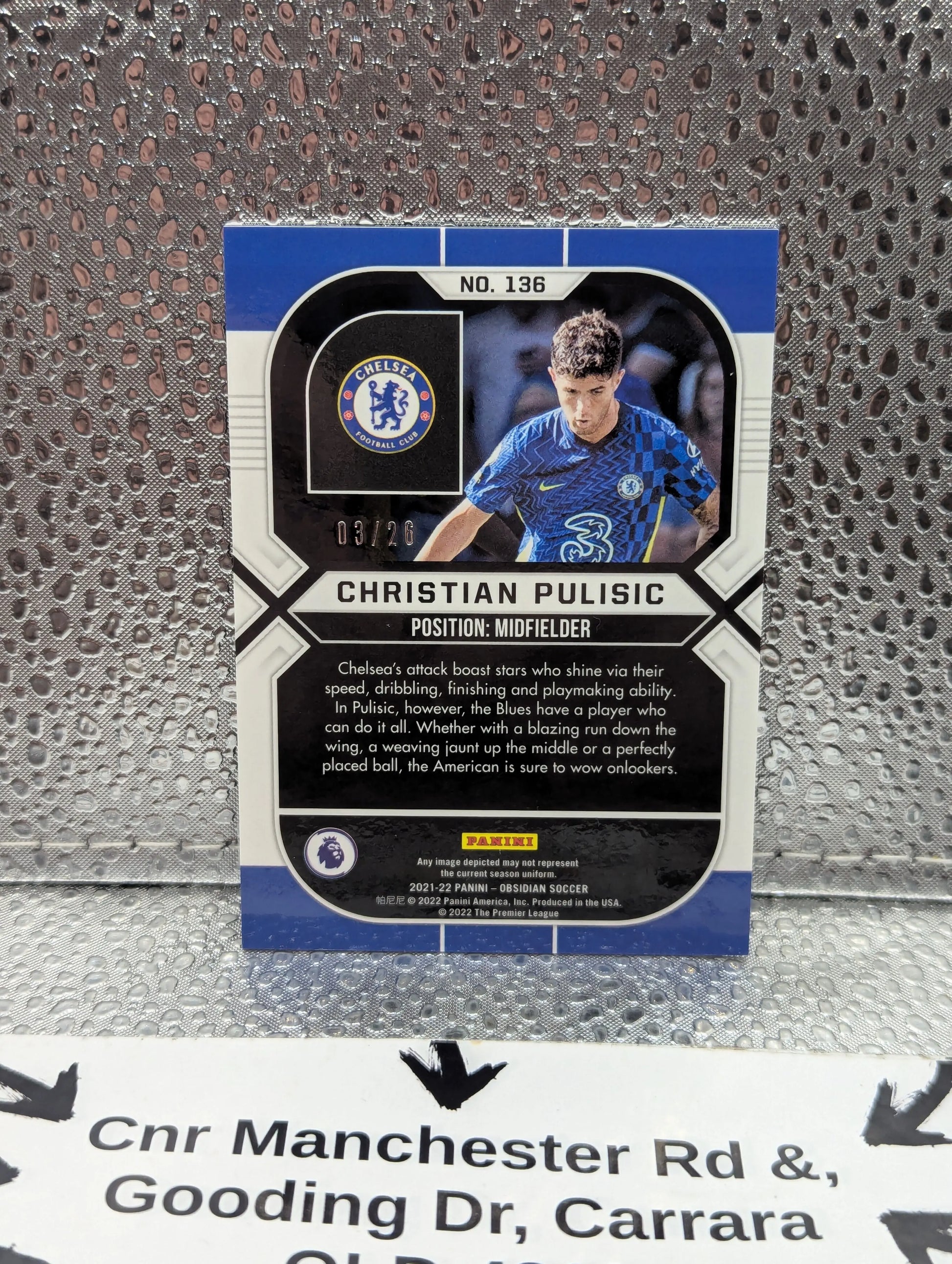 2021-22 Panini Obsidian Christian Pulisic #136 red /26 CHELSEA (AK) FRENLY BRICKS - Open 7 Days