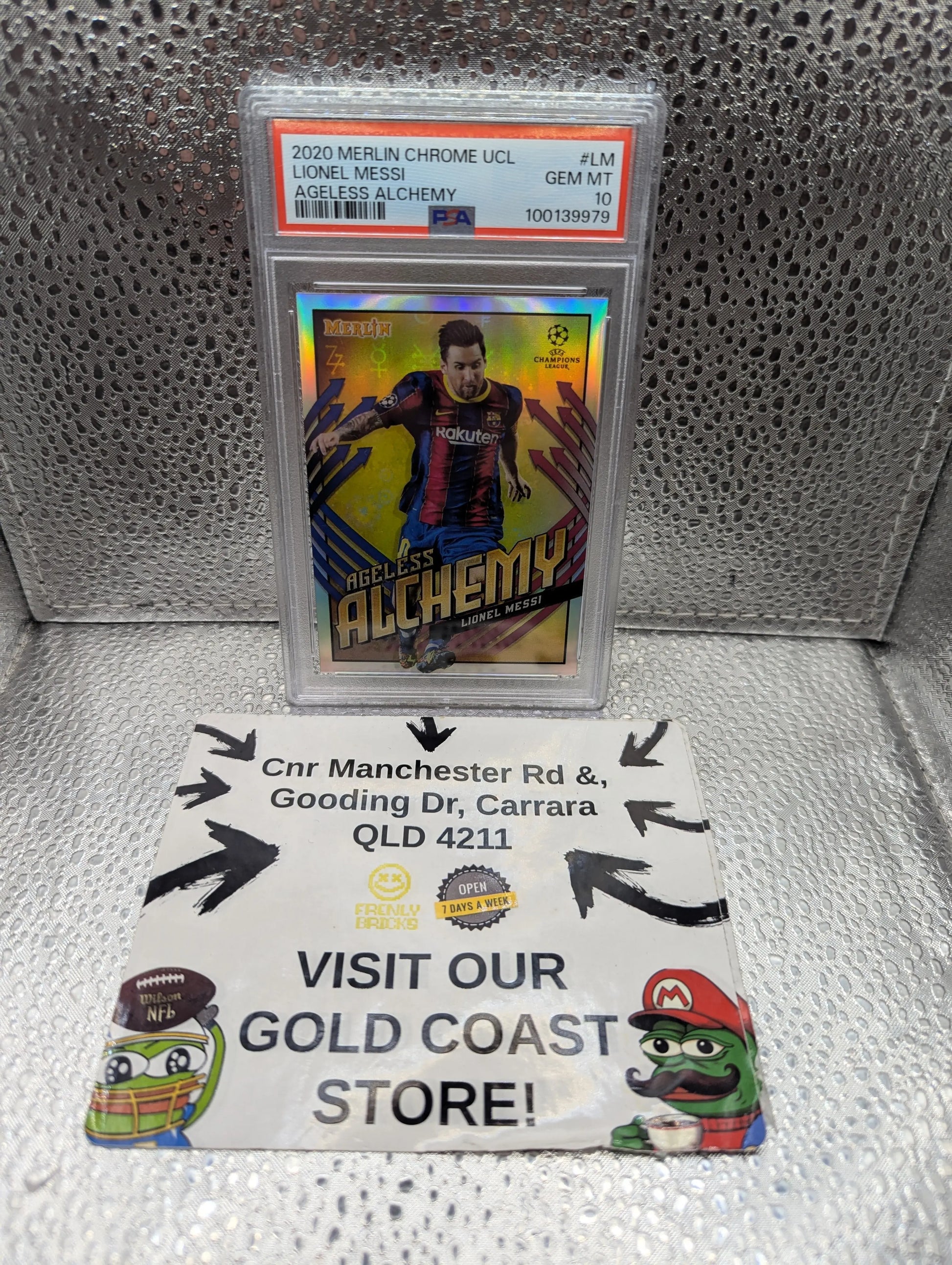 2020 Topps Merlin Chrome UCL #AA-LM Lionel Messi Ageless Alchemy PSA 10 Gem Mint FRENLY BRICKS - Open 7 Days