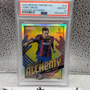 2020 Topps Merlin Chrome UCL #AA-LM Lionel Messi Ageless Alchemy PSA 10 Gem Mint FRENLY BRICKS - Open 7 Days