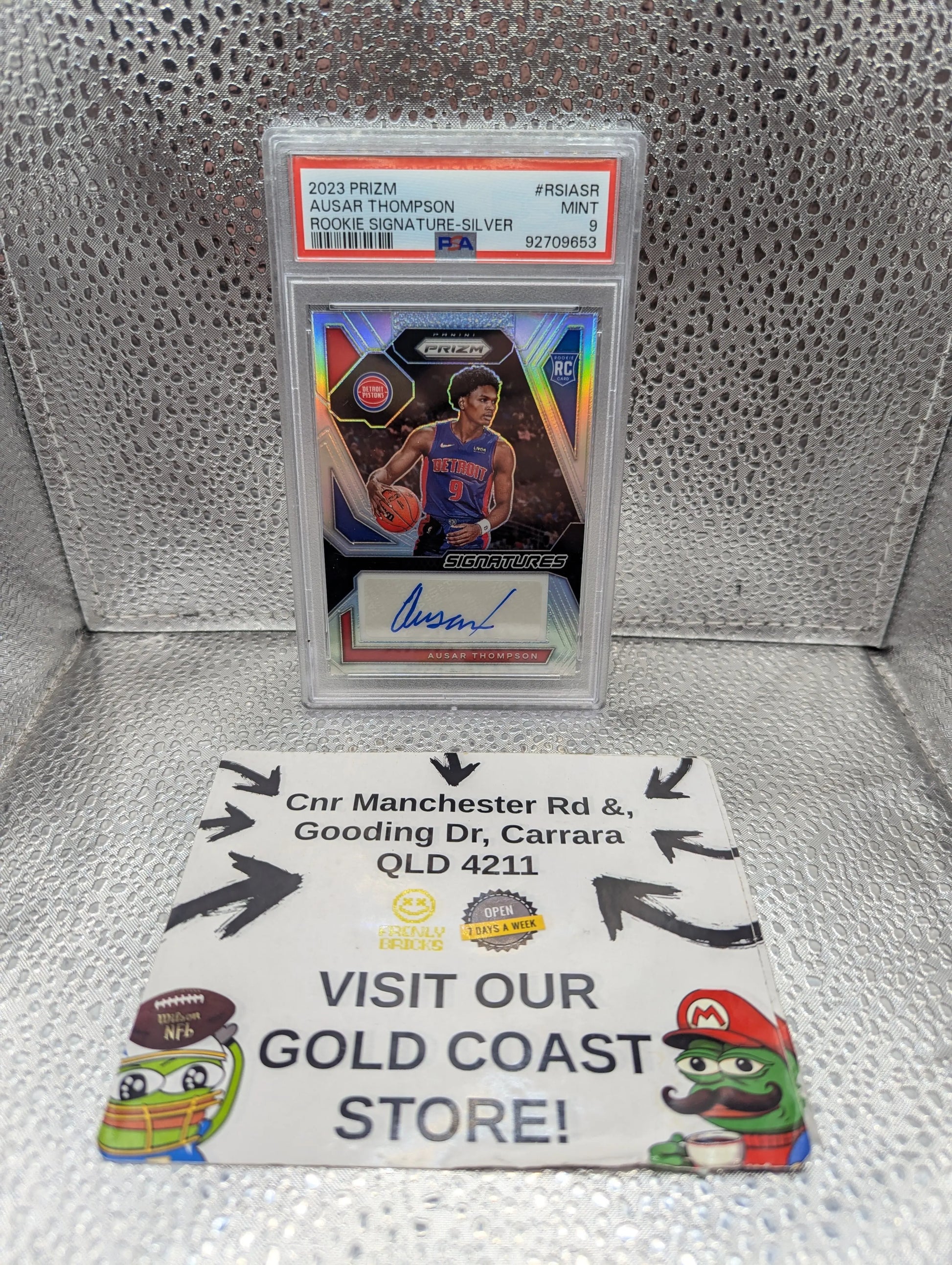 2023-24 Panini Prizm Ausar Thompson Silver Prizm Signatures Auto RC Rookie PSA 9 FRENLY BRICKS - Open 7 Days