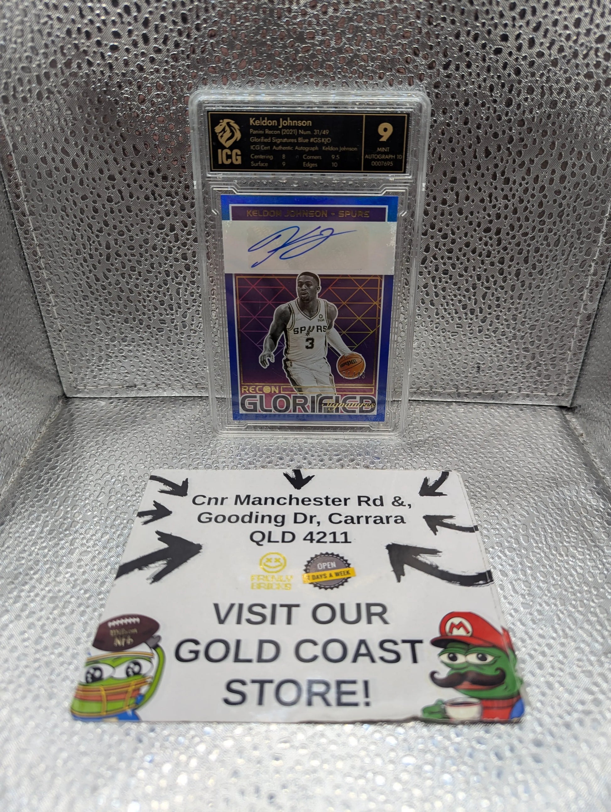 2021-22 Panini Recon Keldon Johnson  Glorified Signatures Auto /49 Spurs icg 9 graded FRENLY BRICKS - Open 7 Days