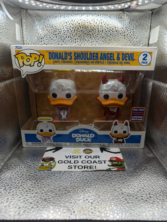 FUNKO POP DONALDS SHOULDER ANGEL & DEVIL 2 PACK 2022 WONDEROUS CONVENTION FRENLY BRICKS - Open 7 Days