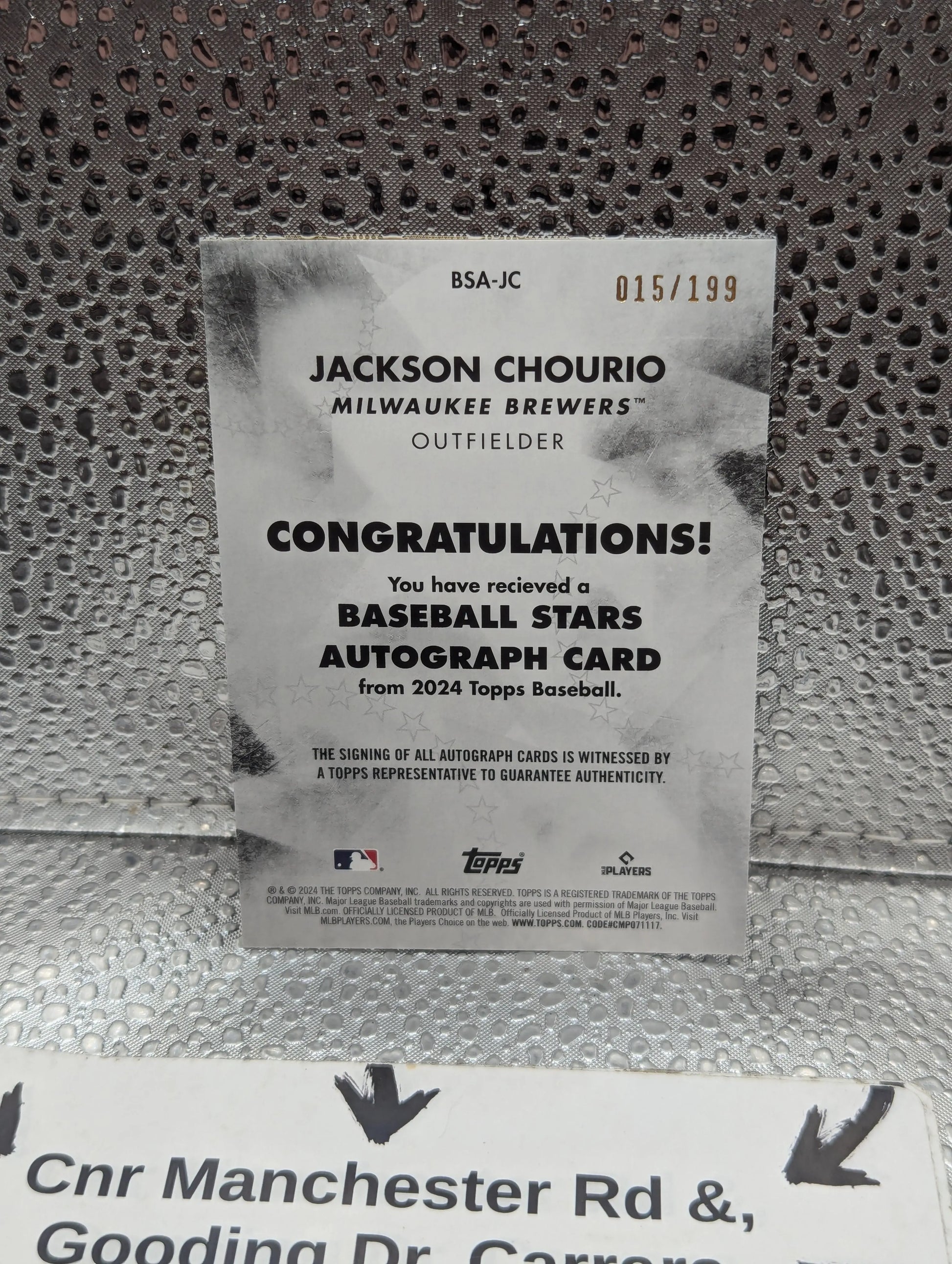 2024 Topps Update JACKSON CHOURIO RC Auto Black /199 Baseball Stars #BSA-JC FRENLY BRICKS - Open 7 Days