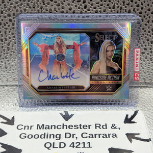 2023 Select WWE Ringside Action Signatures Silver Prizm Charlotte Flair FRENLY BRICKS - Open 7 Days