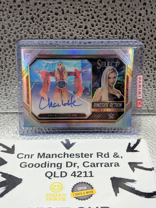 2023 Select WWE Ringside Action Signatures Silver Prizm Charlotte Flair FRENLY BRICKS - Open 7 Days