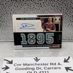 Rio Ferdinand Auto West Ham United 1895 Impeccable /95 Soccer Card FRENLY BRICKS - Open 7 Days