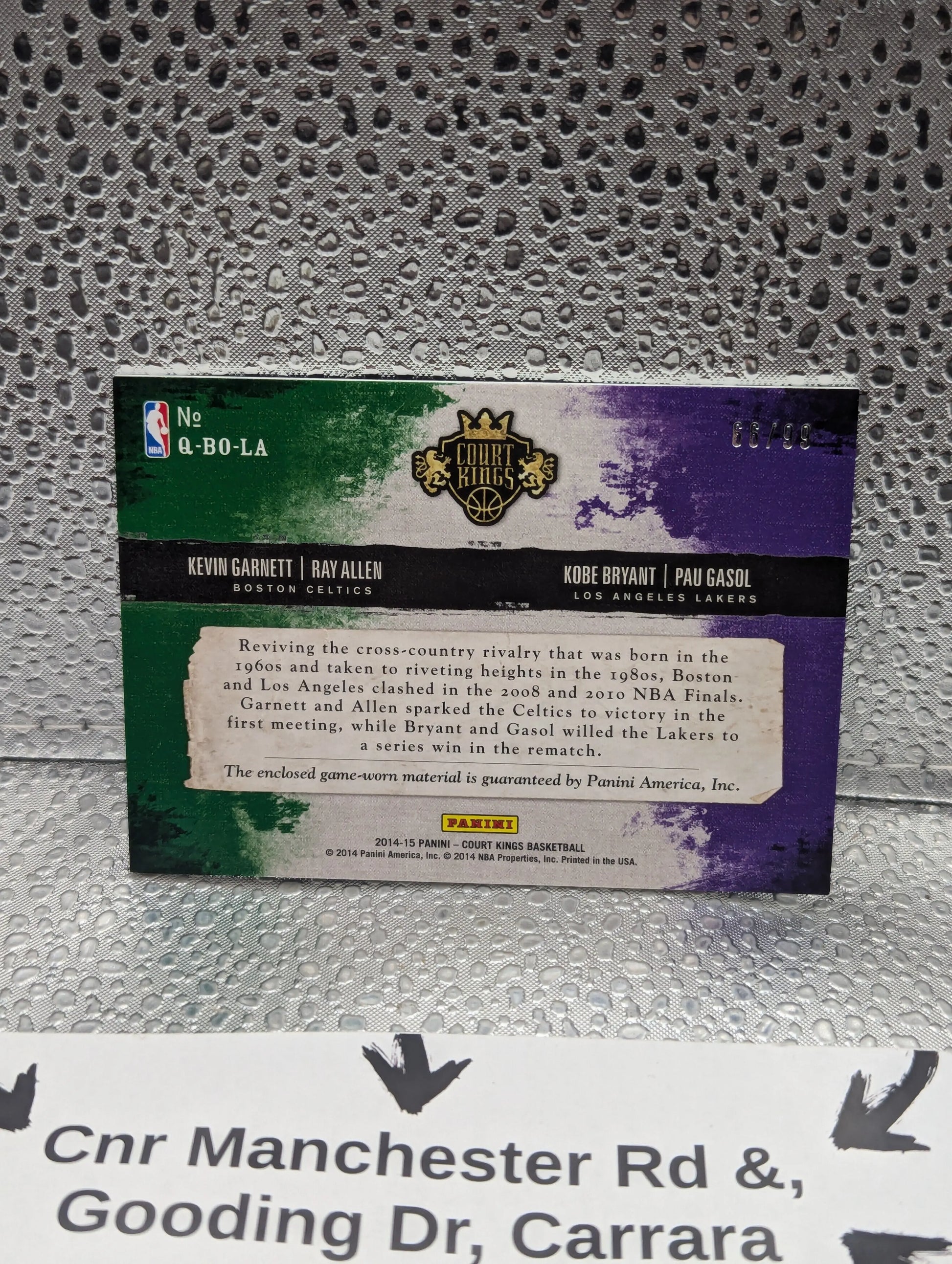 2014-15 Court Kings 2 on Quad Memorabilia /99 Bryant Gasol Allen Garnett FRENLY BRICKS - Open 7 Days