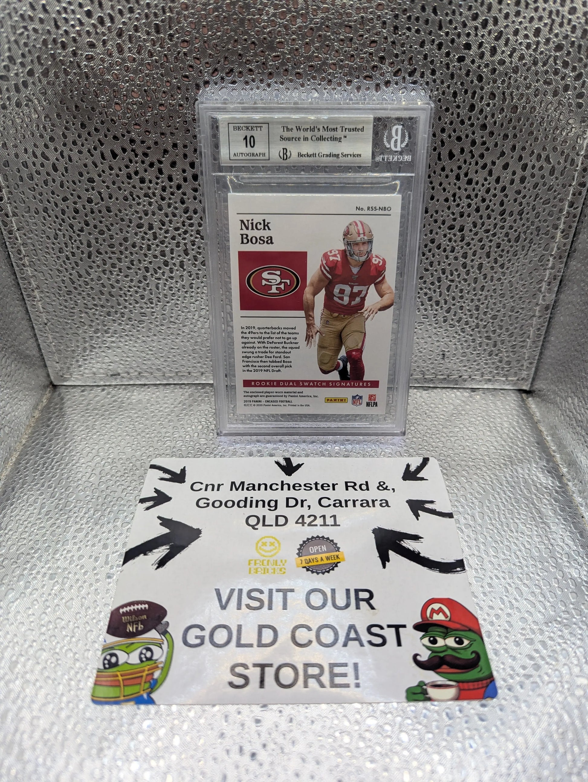 2019 Nick Bosa Panini Encased Rookie Dual Swatch Gold Auto /10 BGS FRENLY BRICKS - Open 7 Days