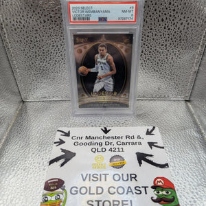 2023-24 Panini Select Victor Wembanyama Lodestar Rookie RC #9 PSA 8 Spurs MINT FRENLY BRICKS - Open 7 Days