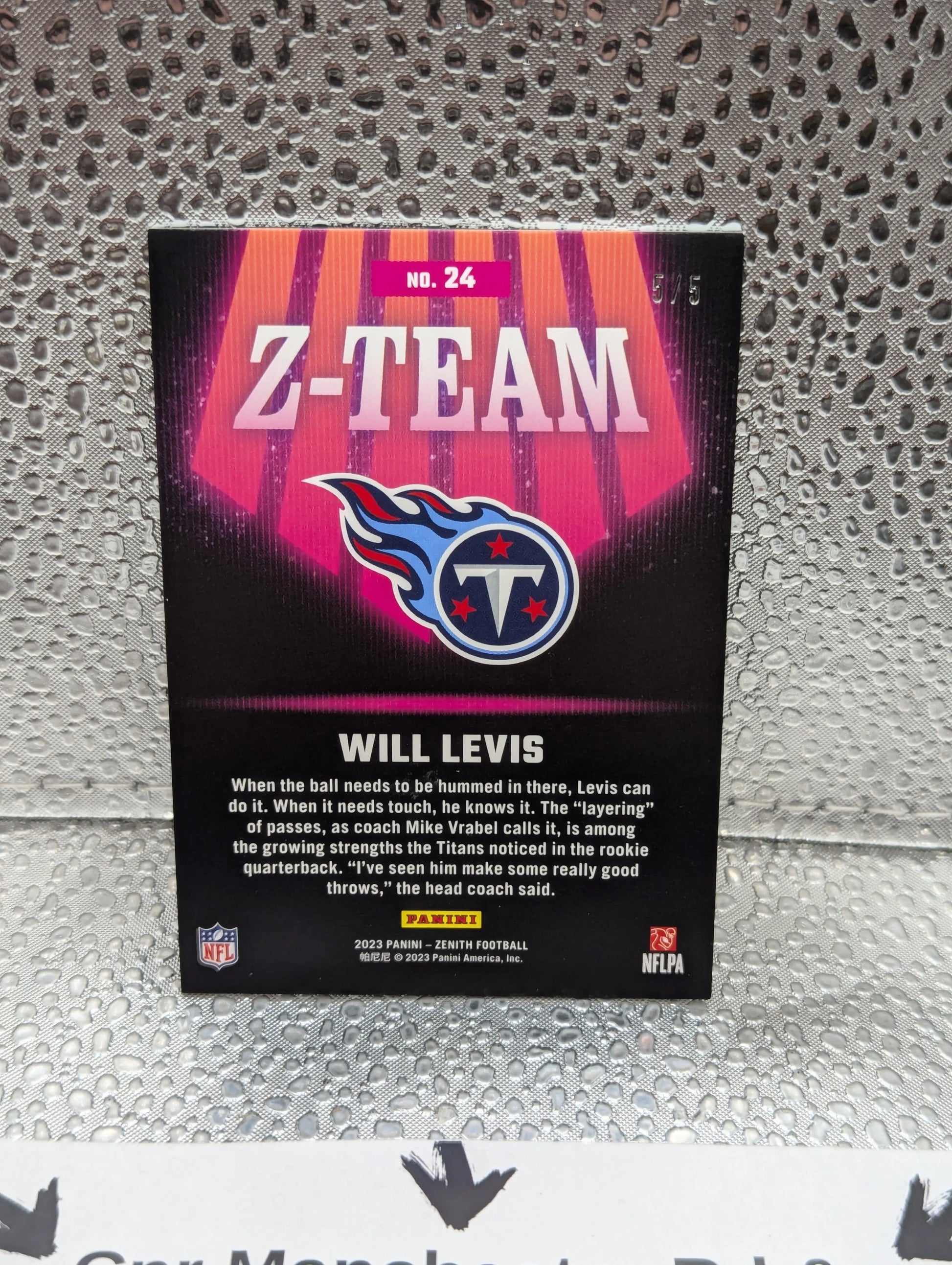 2023 Panini Zenith Will Levis 5/5 Rookie Z Team FRENLY BRICKS - Open 7 Days