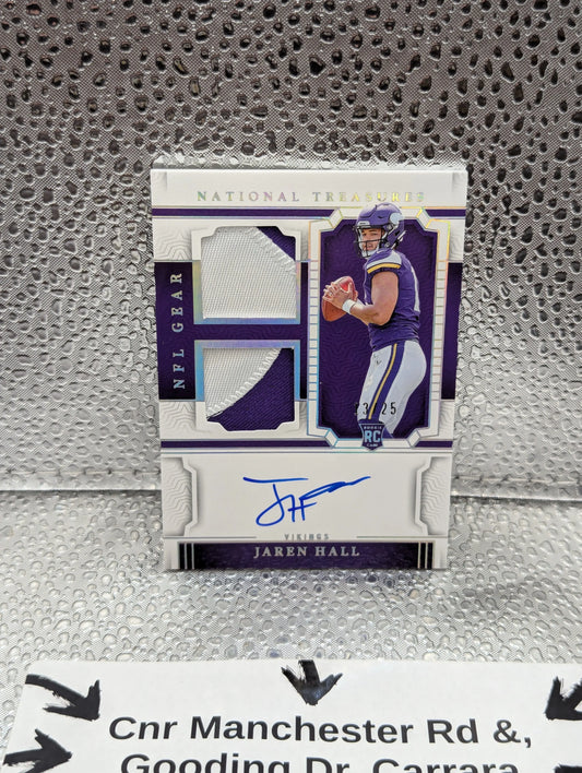 Jaren Hall Dual Patch Auto RPA /25 RC 2023 Panini National Treasures Football FRENLY BRICKS - Open 7 Days