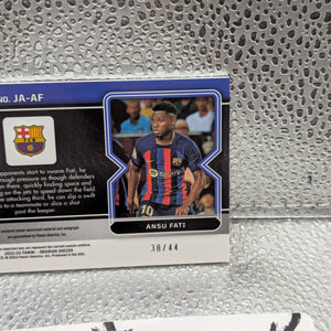 2022-23 Panini Obsidian Ansu Fati Auto Patch Barcelona /44 Soccer Card FRENLY BRICKS - Open 7 Days